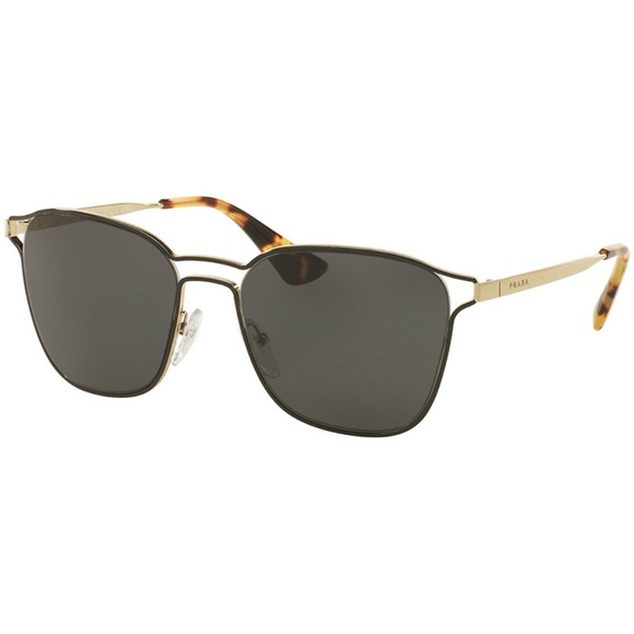 Prada Sunglasses Black/Pale Gold w/Grey - Picture 4 of 8